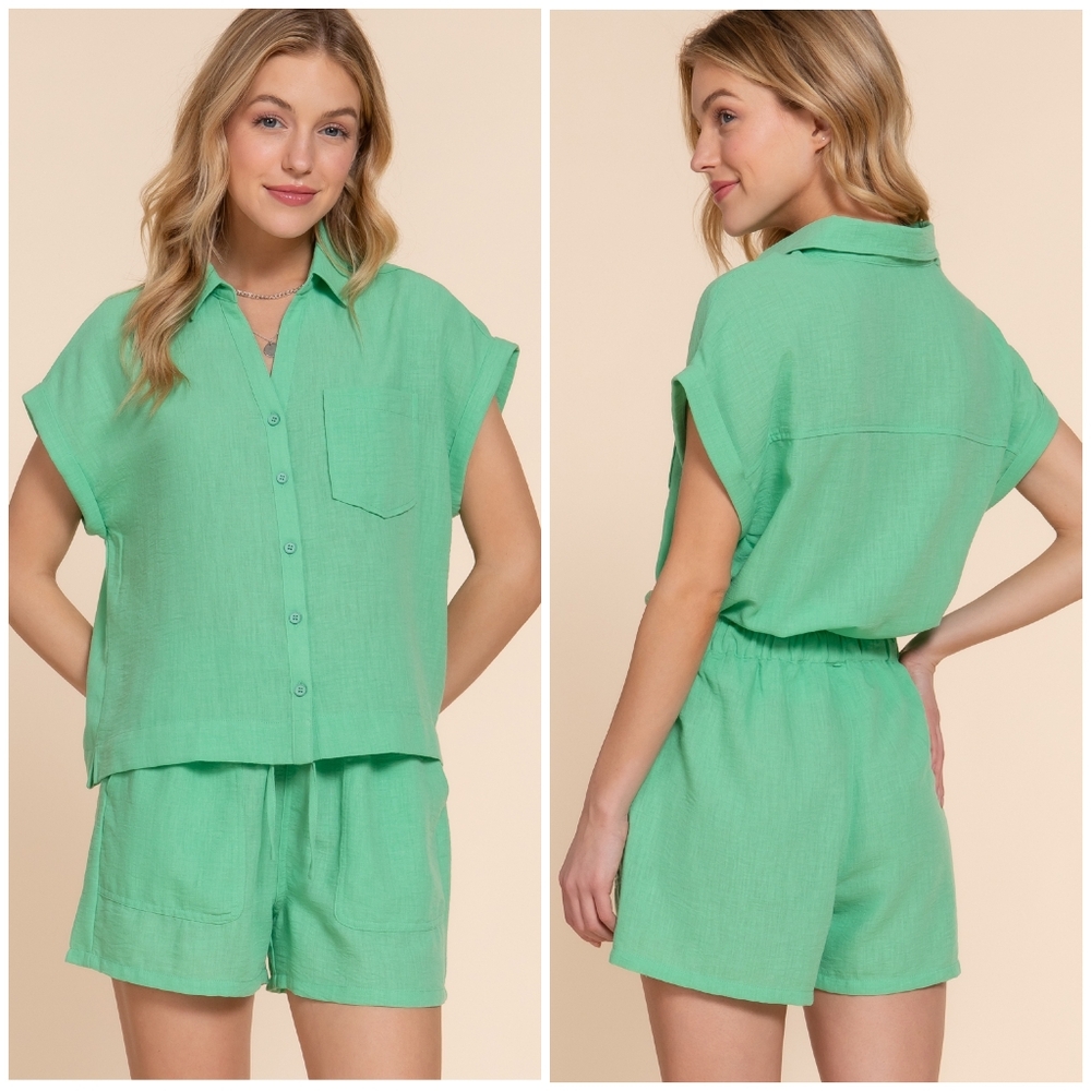 Emerald Green 2-Piece Shorts Set - Picture 2 of 9